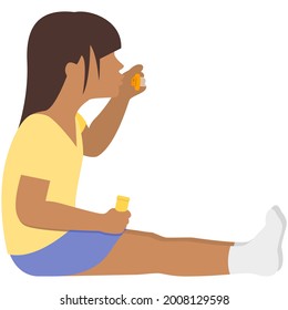 Child blow soap bubble vector, girl play cartoon
