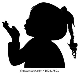 A Child Blowing Out, Head Silhouette Vector 