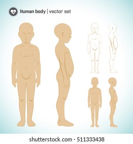 Child Body In Different Views Set Isolated Vector Illustration