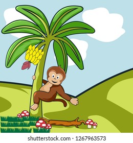 child book or page hapy monkey illustration