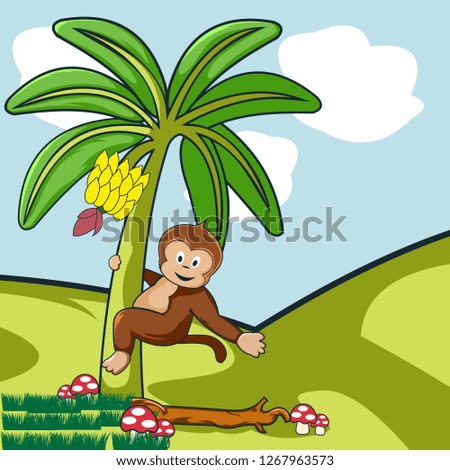 child book or page hapy monkey illustration
