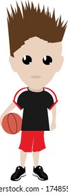 Ilustración vectorial del jugador de baloncesto de niños