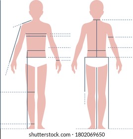 Child boy body for measuring the size vector illustration