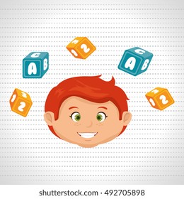 child boy cartoon cubes alphabet letters