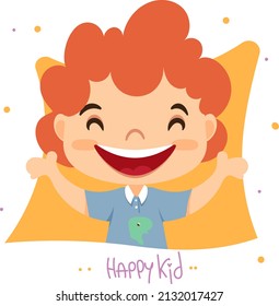 El niño es un niño. Un niño feliz. Ilustración vectorial. Retrato enmarcado. Carácter.
