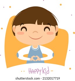 The child is a boy. A happy child. Vector illustration. Framed portrait. Character.