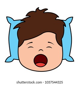 child boy sleeping on pillow icon image vector illustration design 