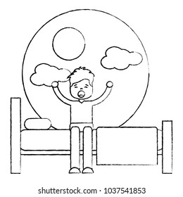 child boy sleeping in their room icon image vector illustration design 