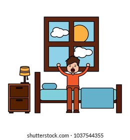 child boy sleeping in their room icon image vector illustration design 