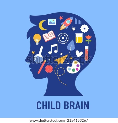Child brain concept vector illustration. Kids knowledge and intelligence.