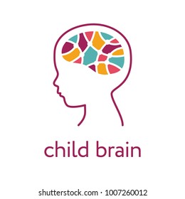 Child brain icon. Brain research, creativity and memory concept