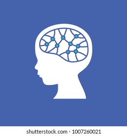 Child brain icon. Brain research, creativity and memory concept