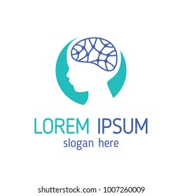 Child brain logo. Brain research concept. Place your text