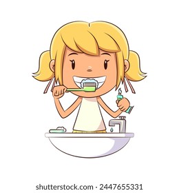 Child brushing her teeth, cute, girl