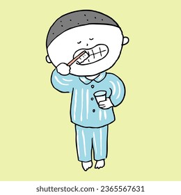 A child brushing teeth alone 