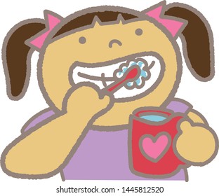 
Child brushing teeth every day