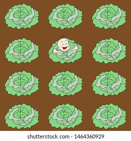 The child in the cabbage in the garden
