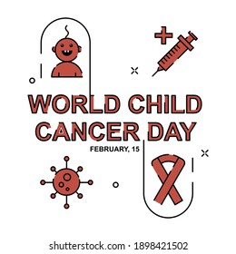 Child and cancer illustration. Easy to edit with vector file. Can use for your creative content. Especially about world child cancer day campaign in this february.