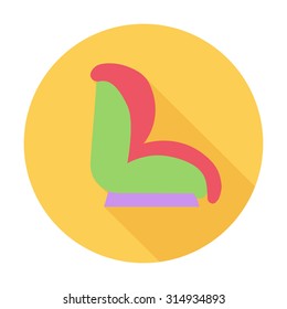 Child car seat icon. Flat vector related icon with long shadow for web and mobile applications. It can be used as - logo, pictogram, icon, infographic element. Vector Illustration.