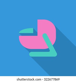 Child car seat icon. Flat vector related icon with long shadow for web and mobile applications. It can be used as - logo, pictogram, icon, infographic element. Vector Illustration.