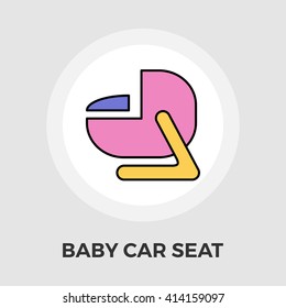 Child Car Seat Icon Vector. Flat icon isolated on the white background. Editable EPS file. Vector illustration.