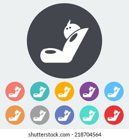 Child car seat. Single flat icon on the circle. Vector illustration.