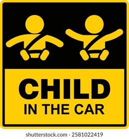 Child in the car, sticker vector