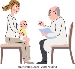 Child care, doctors examining babies