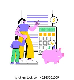 Child Care Expense Deduction Abstract Concept Vector Illustration. Dependent Care Costs, Benefit Plan, Tax Return, Taxable Income, Family Budget, Bank Transfer, Paycheck Abstract Metaphor.