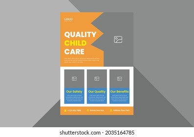 child care flyer design. kids care medical service poster leaflet design. child mental health flyer. a4 template, brochure design, cover, flyer, poster, print-ready