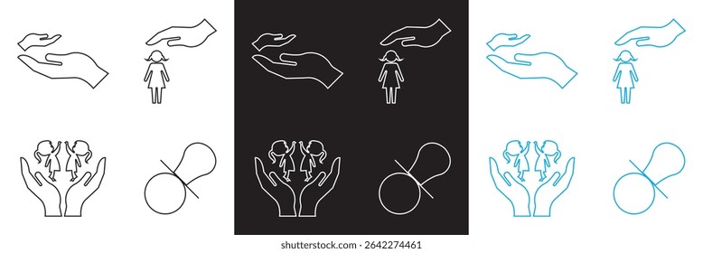 Child care icon.  international children day. Vector for websites, mobile interfaces, presentations, banner, visual branding etc. Vector illustration. isolated on white and black background. EPS 10