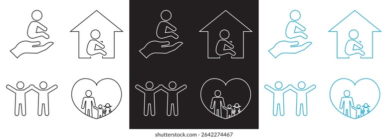 Child care icon.  international children day. Vector for websites, mobile interfaces, presentations, banner, visual branding etc. Vector illustration. isolated on white and black background. EPS 10