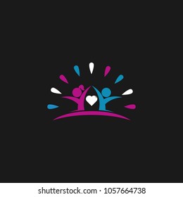Child care icon vector logo design template 