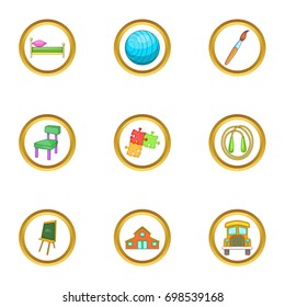 Child care icons set. Cartoon illustration of 9 child care vector icons for web design