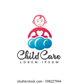 Child care logo. Baby logo. Baby care icon. Motherhood, mothers day, pregnancy, pregnant, center sign