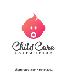 Child care logo. Baby logo. Baby care icon. Motherhood, mothers day, pregnancy, pregnant, center sign