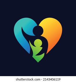 child care logo with love concept