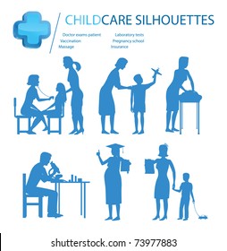 child care pregnancy medical doctor silhouettes