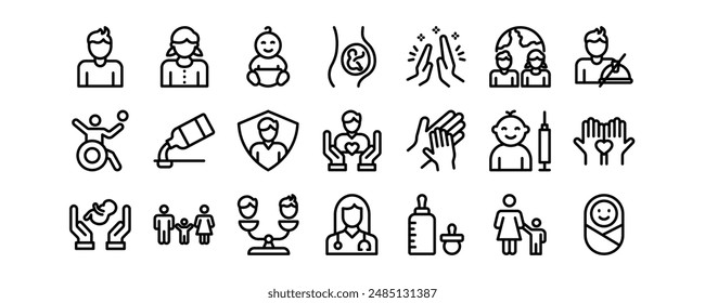 Child care related vector icons set.