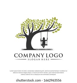 Child care. Tree logo. Education  design template. Abstract, balance and life design template. Vector illustration 