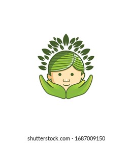 child care and tree logo Ideas. Inspiration logo design. Template Vector Illustration. Isolated On White Background