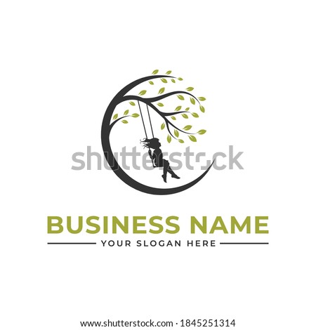 Child care.Tree logo.Modern design.Vector illustration concept. tree and child logo for learning