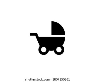 Child carriage icon. Pram sign. Vector on isolated white background. EPS 10