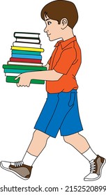 child carrying books vector illustration isolated on white background