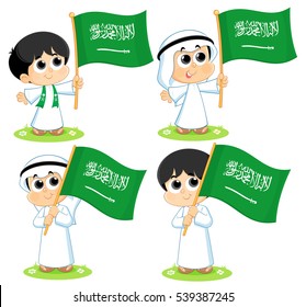 Child carrying Saudi Arabia Flag