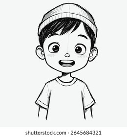 child, cartoon, boy, sketch, happy, smiling, arms open, cheerful, illustration, drawing, character, cute, pose, friendly, kid, little, casual, outfit, expressive, fun, comic, youth, adorable, face,