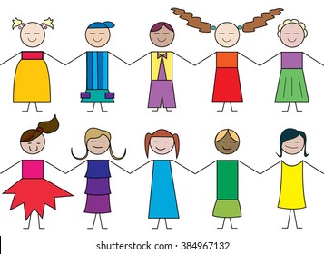 child cartoon drawings, vector artwork