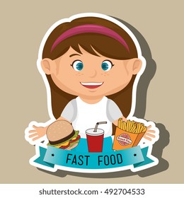 child cartoon girl fast food