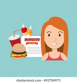 child cartoon girl fast food