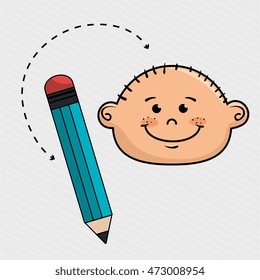 child cartoon pencil icon vector illustration design